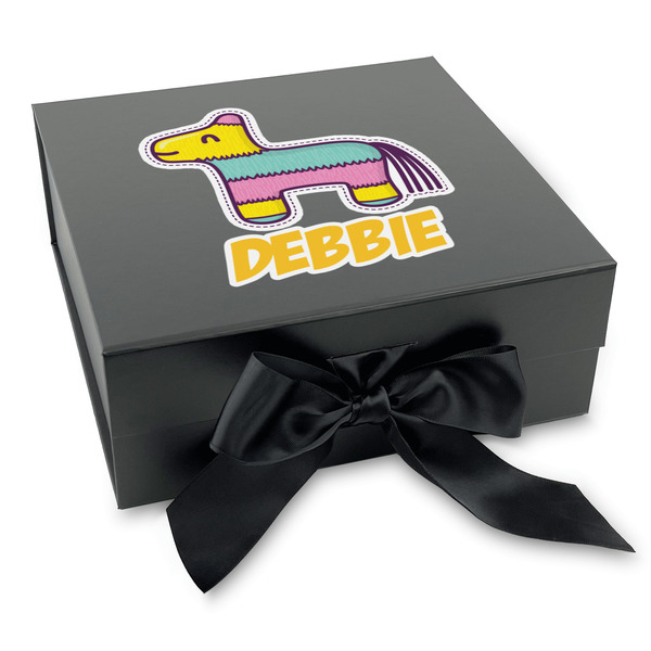 Custom Pinata Birthday Gift Box with Magnetic Lid - Black (Personalized)