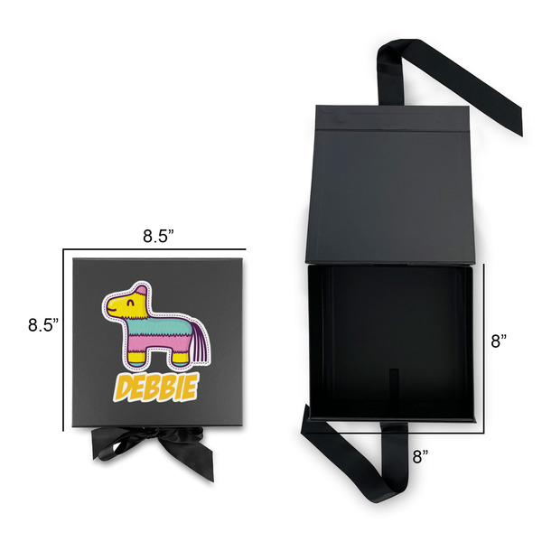 Pinata Birthday Gift Boxes with Magnetic Lid - Black - Open & Closed