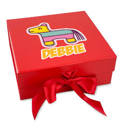 Pinata Birthday Gift Box with Magnetic Lid - Red (Personalized)