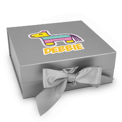 Pinata Birthday Gift Box with Magnetic Lid - Silver (Personalized)