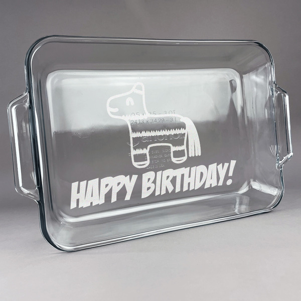 Custom Pinata Birthday Glass Baking and Cake Dish (Personalized)