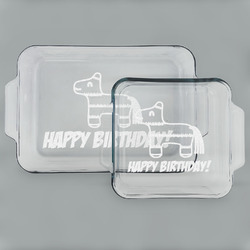 Pinata Birthday Set of Glass Baking & Cake Dish - 13in x 9in & 8in x 8in (Personalized)