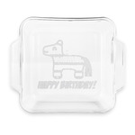 Pinata Birthday Glass Cake Dish with Truefit Lid - 8in x 8in (Personalized)