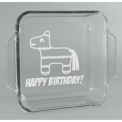 Pinata Birthday Glass Cake Dish - 8in x 8in (Personalized)