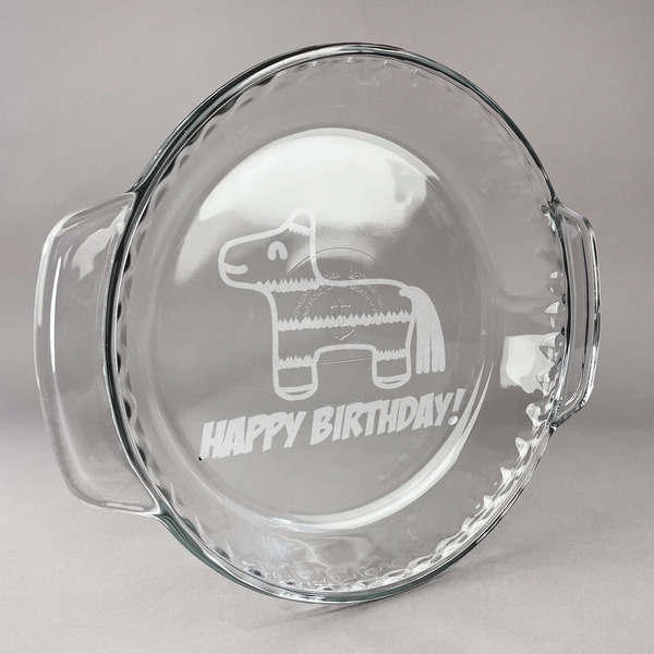 Custom Pinata Birthday Glass Pie Dish - 9.5in Round (Personalized)