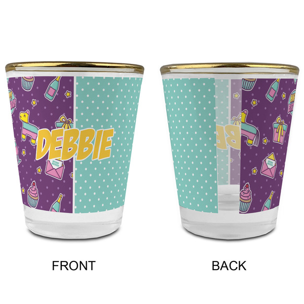 Pinata Birthday Glass Shot Glass - with gold rim - APPROVAL