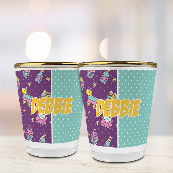 Pinata Birthday Glass Shot Glass - with gold rim - LIFESTYLE