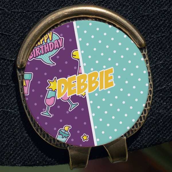 Pinata Birthday Golf Ball Marker Hat Clip - Gold - Close Up