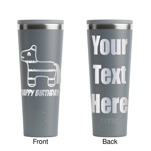 Pinata Birthday Grey RTIC Everyday Tumbler - 28 oz. - Front and Back