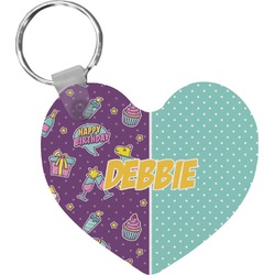 Pinata Birthday Heart Plastic Keychain w/ Name or Text