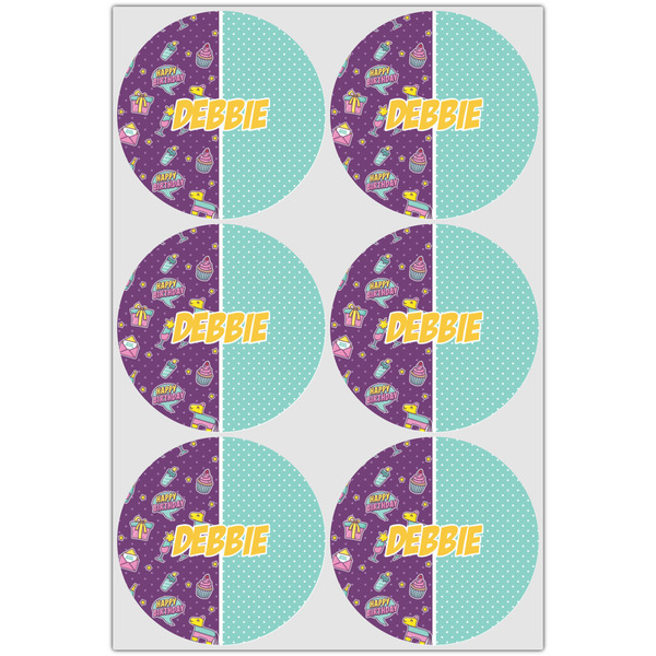 Pinata Birthday Icing Circle - Large - Set of 6