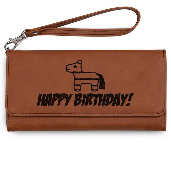 Custom Pinata Birthday Ladies Leatherette Wallet - Laser Engraved - Rawhide (Personalized)