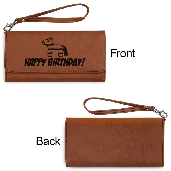 Pinata Birthday Ladies Wallets - Faux Leather - Rawhide - Front & Back View