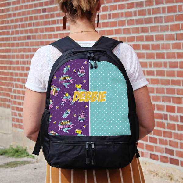 Pinata Birthday Large Backpack - Black - On Back