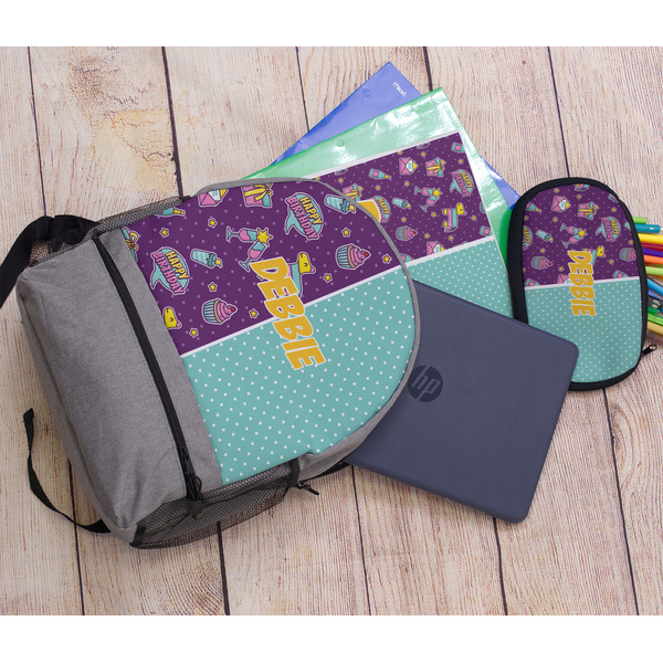 Pinata Birthday Large Backpack - Gray - With Stuff