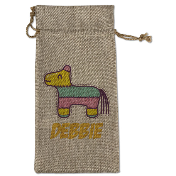 Pinata Birthday Large Burlap Gift Bags - Front