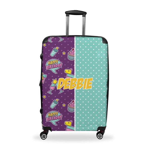 Custom Pinata Birthday Suitcase - 28" Large - Checked w/ Name or Text