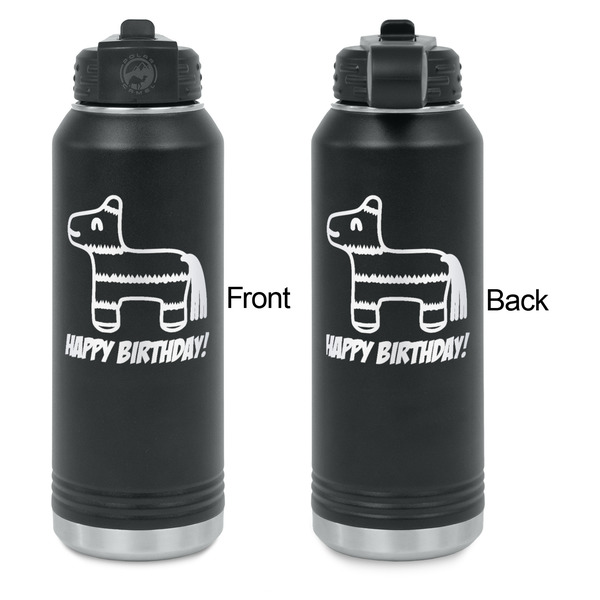 Pinata Birthday Laser Engraved Water Bottles - Front & Back Engraving - Front & Back View