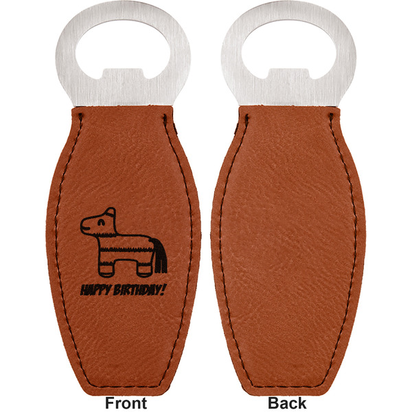 Pinata Birthday Leather Bar Bottle Opener - Front and Back (single sided)