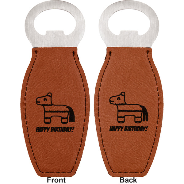 Pinata Birthday Leather Bar Bottle Opener - Front and Back