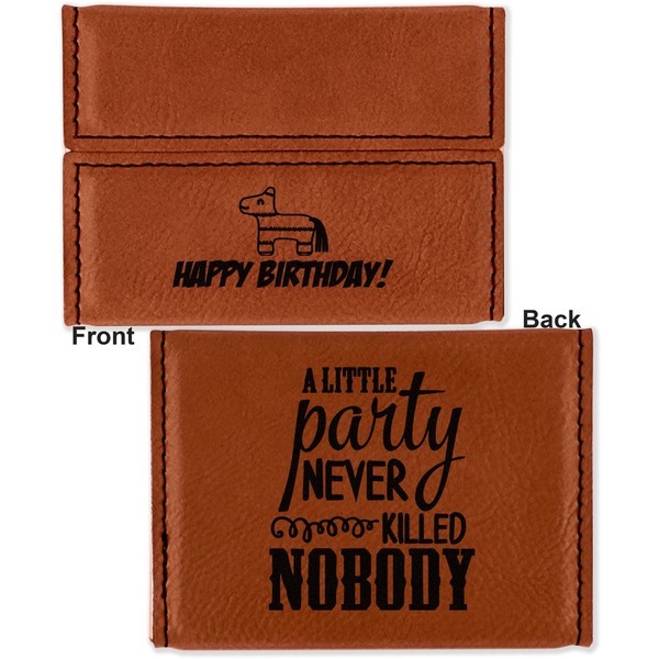 Pinata Birthday Leather Business Card Holder - Front Back