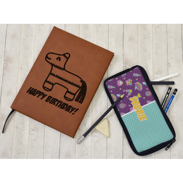 Pinata Birthday Leather Sketchbook - Large - Single Sided - In Context