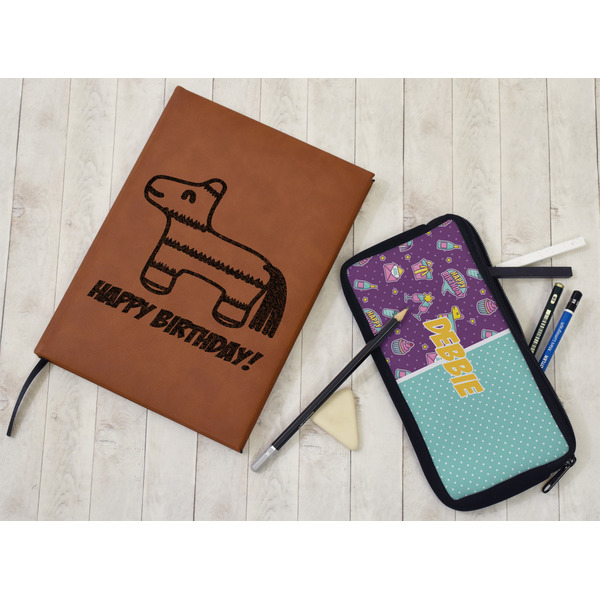 Pinata Birthday Leather Sketchbook - Small - Single Sided - In Context