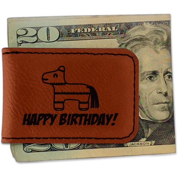 Custom Pinata Birthday Leatherette Magnetic Money Clip - Single Sided (Personalized)