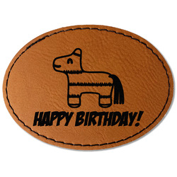 Pinata Birthday Faux Leather Iron On Patch - Oval (Personalized)