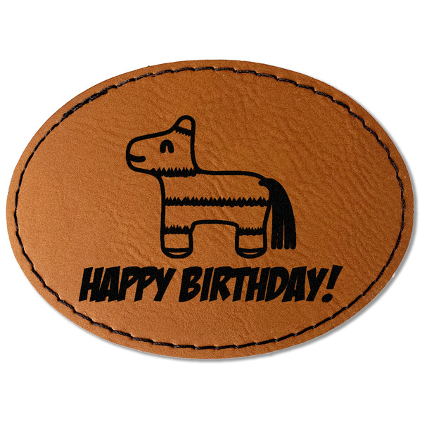 Custom Pinata Birthday Faux Leather Iron On Patch - Oval (Personalized)