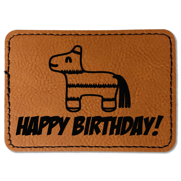 Custom Pinata Birthday Faux Leather Iron On Patch - Rectangle (Personalized)