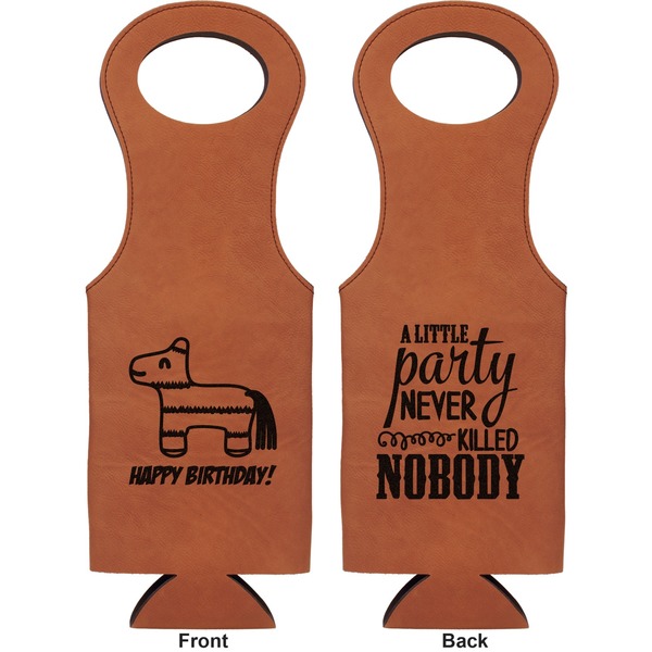 Pinata Birthday Leatherette Wine Tote Double Sided - Front and Back