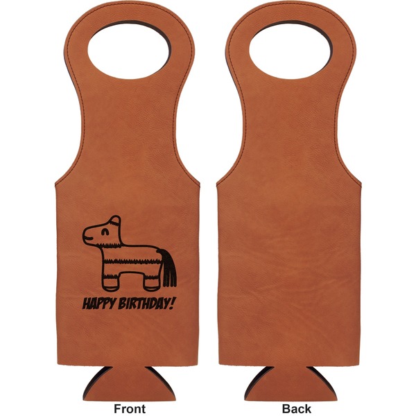 Pinata Birthday Leatherette Wine Tote Single Sided - Front and Back