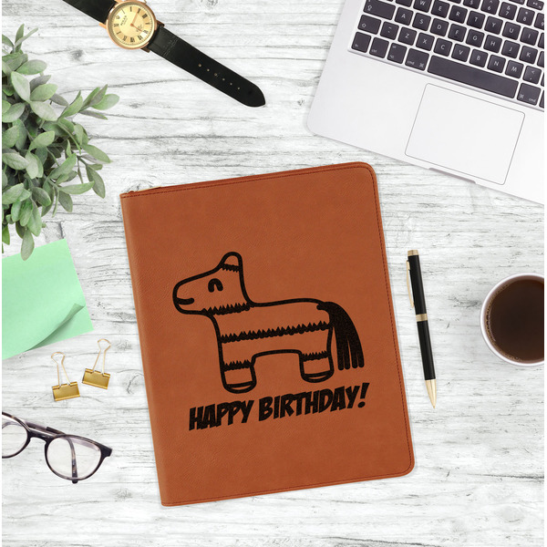 Pinata Birthday Leatherette Zipper Portfolio - Lifestyle Photo