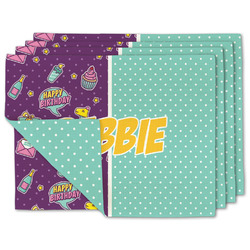 Pinata Birthday Double-Sided Linen Placemat - Set of 4 w/ Name or Text