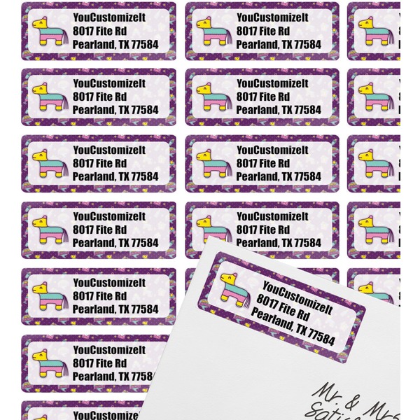 Pinata Birthday Mailing Label on Envelope - Multiple Labels