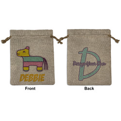 Pinata Birthday Medium Burlap Gift Bag - Front & Back (Personalized)