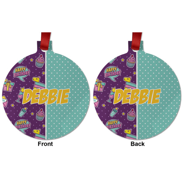 Pinata Birthday Metal Ball Ornament - Front and Back