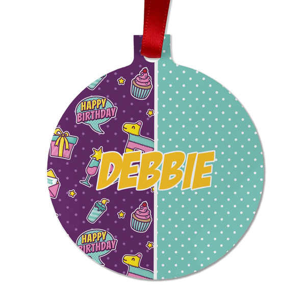 Custom Pinata Birthday Metal Ball Ornament - Double Sided w/ Name or Text