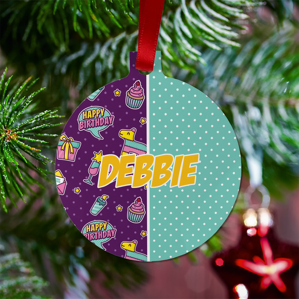 Pinata Birthday Metal Ball Ornament - Lifestyle