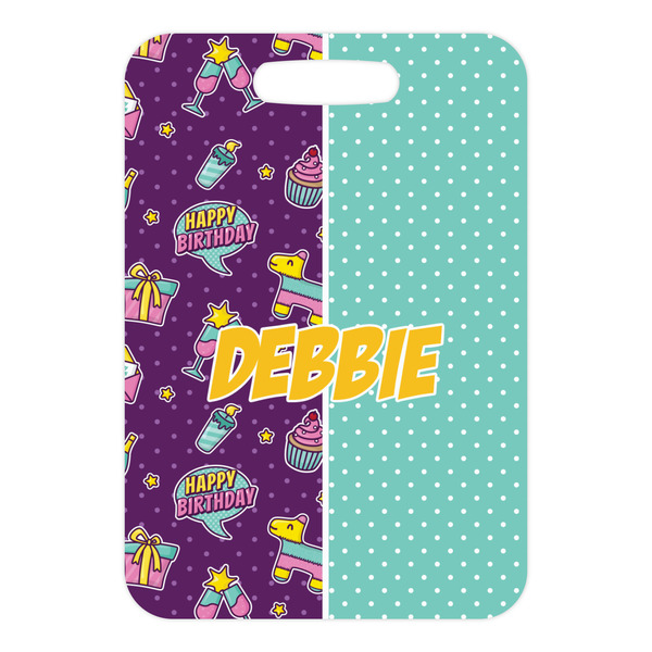 Pinata Birthday Metal Luggage Tag - Front Without Strap