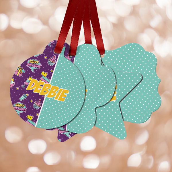 Custom Pinata Birthday Metal Ornaments - Double Sided w/ Name or Text