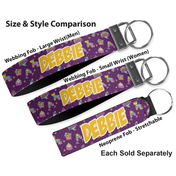 Pinata Birthday Multiple Key Ring comparison sizes