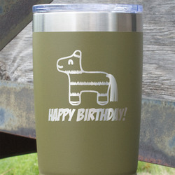 Pinata Birthday 20 oz Stainless Steel Tumbler - Olive - Double Sided (Personalized)