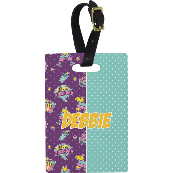 Custom Pinata Birthday Plastic Luggage Tag - Rectangular w/ Name or Text