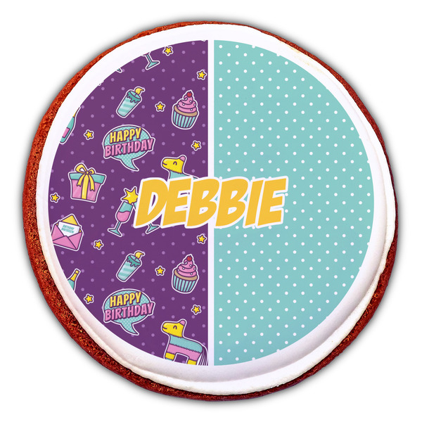 Pinata Birthday Printed Icing Circle - Large - On Cookie
