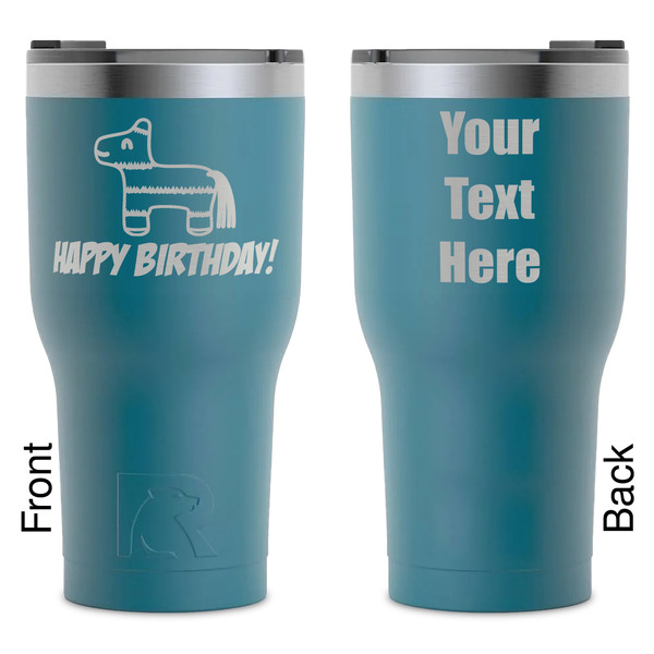 Custom Pinata Birthday RTIC Tumbler - Dark Teal - Laser Engraved - Double-Sided (Personalized)