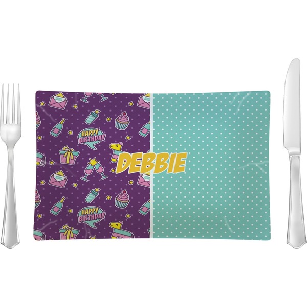 Custom Pinata Birthday Rectangular Glass Lunch / Dinner Plate - Single or Set (Personalized)