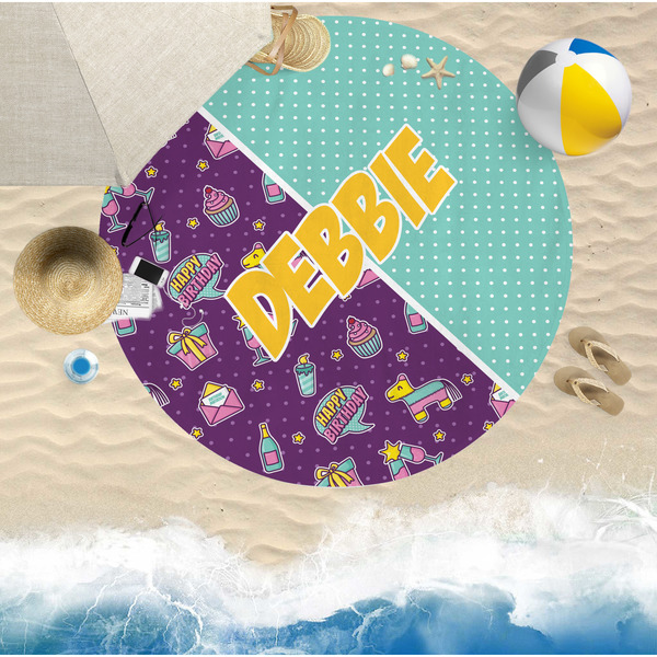 Pinata Birthday Round Beach Towel Lifestyle