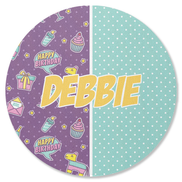 Custom Pinata Birthday Round Rubber Backed Coaster (Personalized)